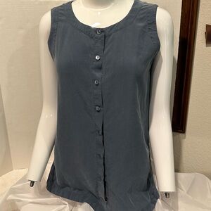 Banana Republic, blue silk button down sleeveless top size extra small